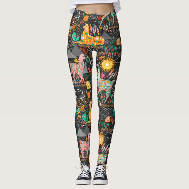 Reizende Lamas auf grauen Leggings (Vorderseite)