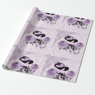 Reizende Lavendel-Dame Vintage-Spitzen-Verpackungs Geschenkpapier