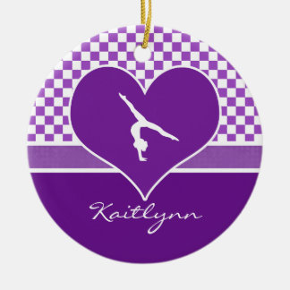 Reizende lila Checkered Gymnastik mit Monogramm Keramikornament