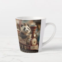 Reizende Panda-Figur auf einem Vintage-Spielzeugzu