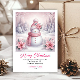Reizende Pinkmas editierbare Winterlandschaft Weih Feiertagskarte