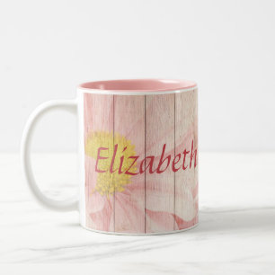 Reizende rosa Blumen Zweifarbige Tasse