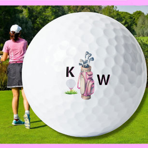 Reizende rosa Golftasche personalisiert mit Monogr Golfball