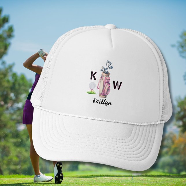 Reizende rosa Golftasche personalisiert mit Monogr Truckerkappe (Von Creator hochgeladen)