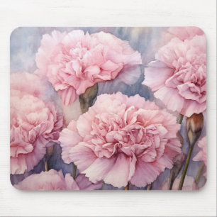 Reizende rosa Nelken-Wasserfarben-Kunst Mousepad