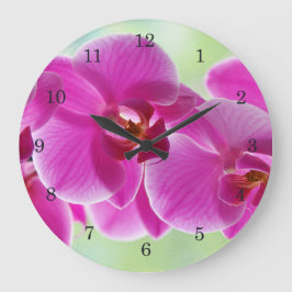 Reizende rosa Orchideen Große Wanduhr