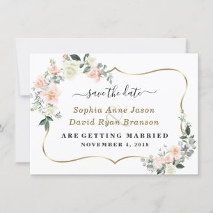 Reizende Rosafarbene Blumen Hochzeit Kalligrafie Save The Date