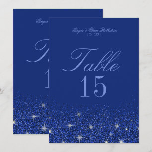 Reizende Saphir-Glitz-Glitter-Tischnummernkarten Einladung
