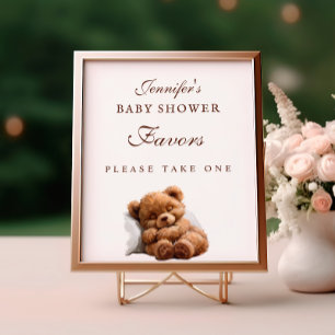 Reizende Schlafende Teddybär-Baby-Shower-Geschenke Poster