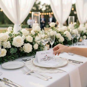 Reizende Schwan-Paar-Hochzeits-Platzkarten Dankeskarte