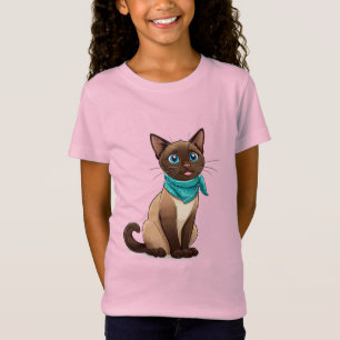 Reizende Siamkatze mit Türkisbandana T-Shirt