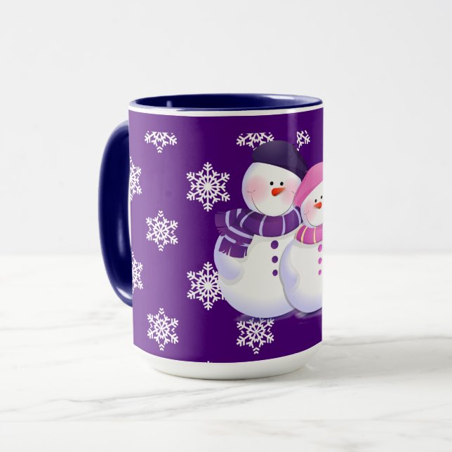 Reizende Snowman-Paar-Tasse Tasse (Vorderseite Links)