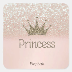 Reizende Tiara, Prinzessin, Glitter Bokeh Quadratischer Aufkleber