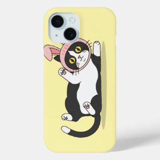 Reizende Tuxedo-Katze mit rosa Hasenohrenmütze Case-Mate iPhone Hülle