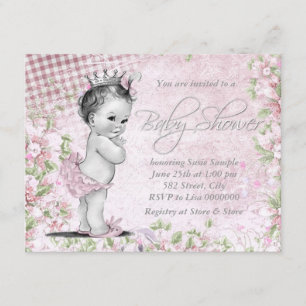 Reizende Vintage-Rosa-Babyparty Einladung