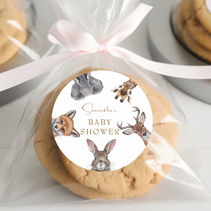 Reizende Waldtiere als Geschenke für die Babyparty Runder Aufkleber