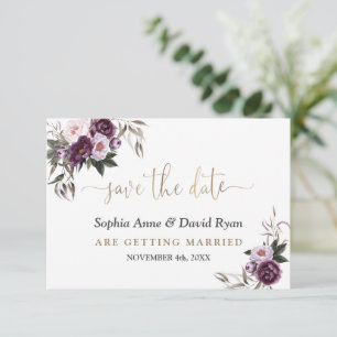 Reizende Wasserfarbe Lila Rosa Florale Hochzeit   Save The Date