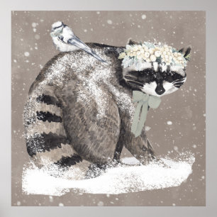 Reizende Wasserfarben-Waldtiere-Kunst für Kinder Poster