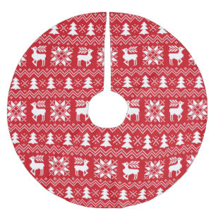 Reizende Weihnachtsstrickjacke-inspiriertes rotes Polyester Weihnachtsbaumdecke
