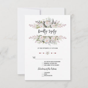 Reizende weiße Blumenrahmen-Hochzeits-RSVP RSVP Karte