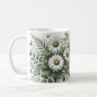 Reizende weiße Keramik-Kaffeetasse mit Gänseblümch Kaffeetasse