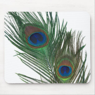 Reizende weiße Pfau-Feder-Mausunterlage Mousepad