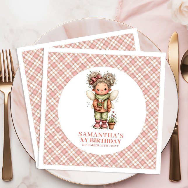 Reizende Wunderfee Blumen 4. Geburtstag Servietten (Lovely Whimsy Fairy Flowers 4th Birthday Napkins)