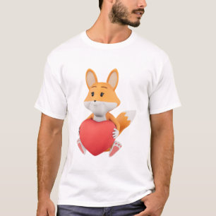 Reizender 3D-Fuchs mit rotem Herzen. T-Shirt