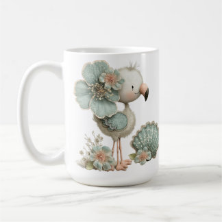 REIZENDER BLAUER FLAMINGO AM STRAND MIT SUNCASTLE KAFFEETASSE