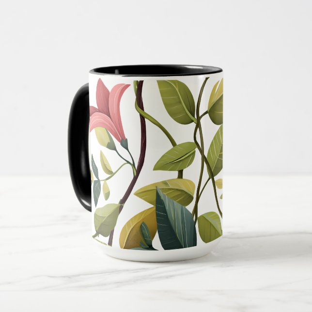 Reizender Blumenprint-Kaffeebecher Tasse (Vorderseite Links)