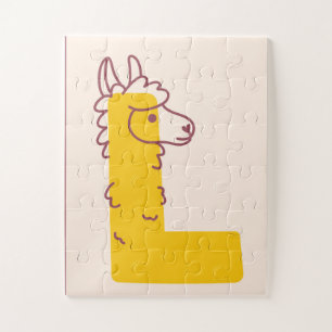 Reizender Buchstabe "L" Lama-Alphabet-Kunst Puzzle