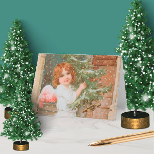 Reizender Engel mit Weihnachtsbaum Karte