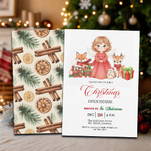 Reizender Engel Waldtiere Weihnachten Offenes Haus Einladung