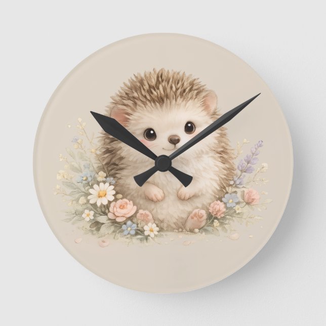 Reizender europäischer Gartenigel  Runde Wanduhr (Vorderseite)
