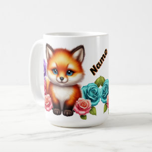 Reizender Fuchswelpe mit farbenfrohen Rosen Waldla Kaffeetasse