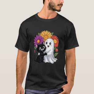 Reizender Geist und Katze mit Blumen T-Shirt