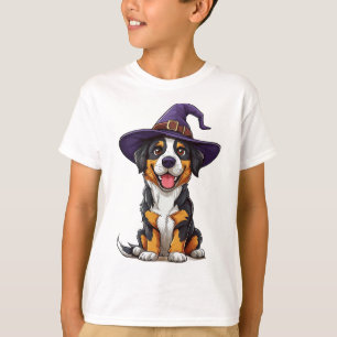 Reizender Hund mit lila Zaubererhut T-Shirt