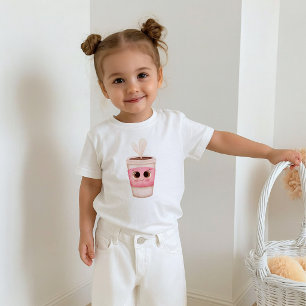 Reizender Kaffeebecher mit großen funkelnden Augen Kleinkind T-shirt