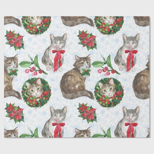 Reizender Katzenkranz Geschenkpapier (Flach)