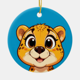 Reizender lächelnder Cartoon Gepard Keramik Ornament