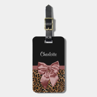 Reizender Leopard-Druck-eleganter Brownbogen und Gepäckanhänger