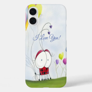 Reizender Marienkäfer mit farbenfrohen Herzballons iPhone 16 Plus Hülle