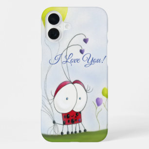 Reizender Marienkäfer mit farbenfrohen Herzballons iPhone 16 Plus Hülle