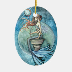 Reizender Meerjungfrau-Verzierungs-Jade-Mond Keramikornament