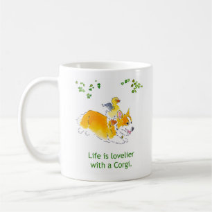 Reizender mit einer Corgi-Tasse Tasse