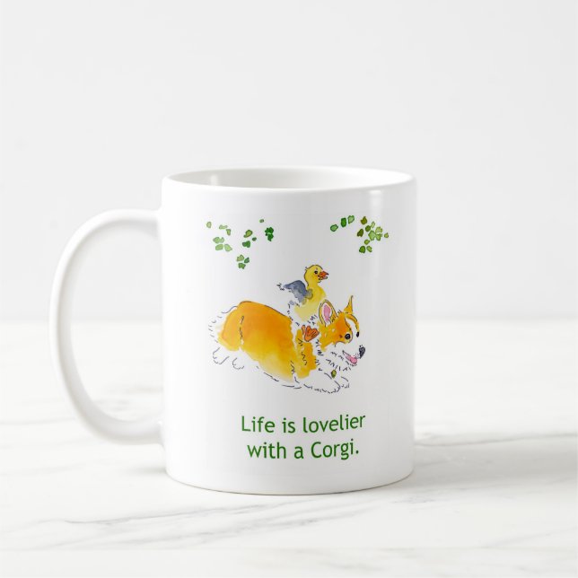 Reizender mit einer Corgi-Tasse Tasse (Links)