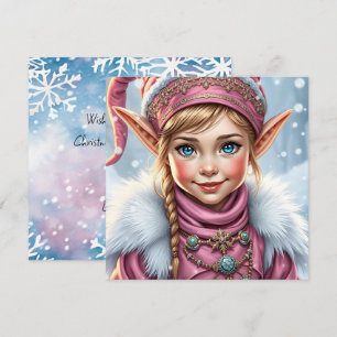 Reizender rosa Elf   Frohe Weihnachten Personalisi