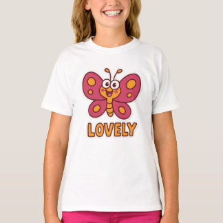 Reizender Rosa Schmetterling  Niedliche Cartoon-In T-Shirt