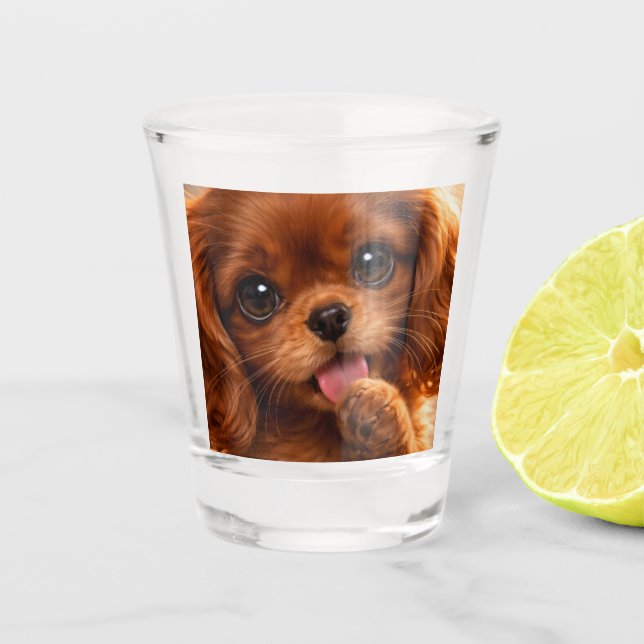 Reizender Ruby Cavalier Spaniel Schnapsglas (Vorderseite)