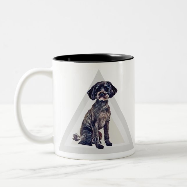 Reizender Schnoodle Hund Zweifarbige Tasse (Links)